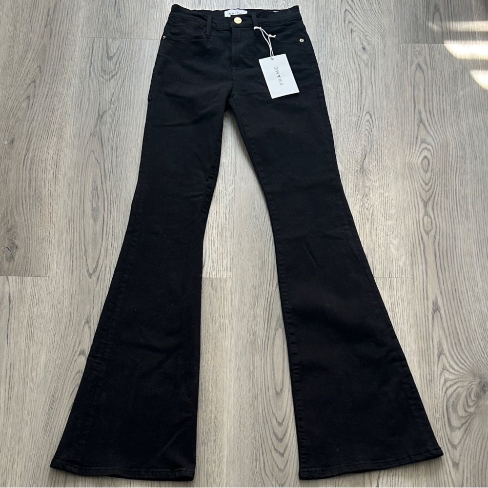 Frame Le High Flare Jeans Black Size 24